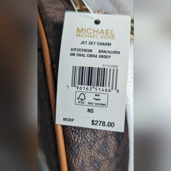 NWT Michael Kors Jet Set Charm small oval camera crossbody brown/acorn gold hw - Picture 2 of 10